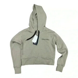 Public Rec Luxe Fleece Cropped Hoodie, size S, Sage, Out Of Office Embroidery